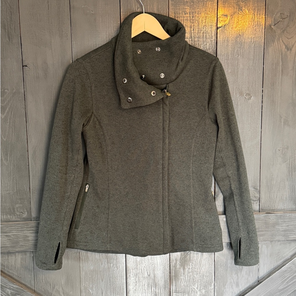 Women’s Petite Small Old Navy Funnel Neck Thick Fleece Army Green Jacket